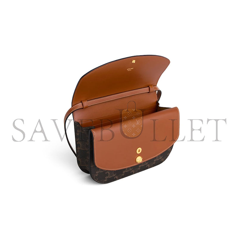 CELINE DUO WALLET ON STRAP IN TRIOMPHE CANVAS AND CALFSKIN 10P672GVL.04LU (20*13*6cm)